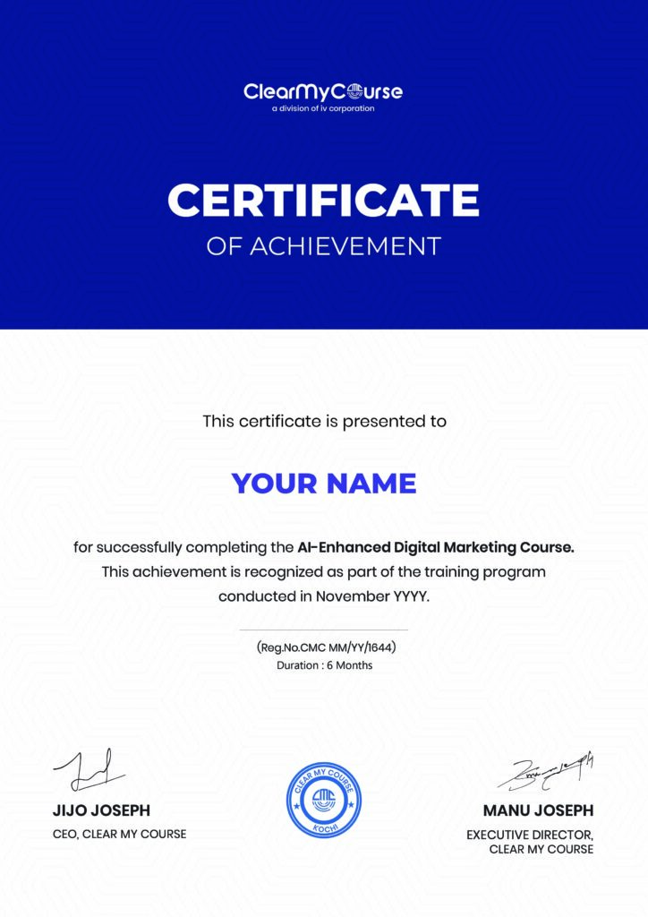 FULL COURSE CERTIFICATE Clear My Course